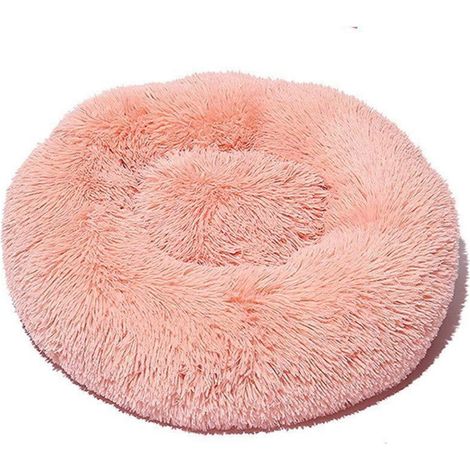 Rundes Hundebett aus Plüsch, weiches Katzensofa, rutschfest, Größe & Farbe wählbar (80cm Bohnenpaste)