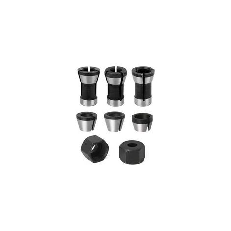 6 Pièces Acier Tête de Mandrin 6 mm 6.35 mm 8 mm Tête Adaptateur Convertisseur +2 écrou pour Perceuses Machine de Gravure Rogneuse Menuiserie électrique Pince de Routeur Titulaire