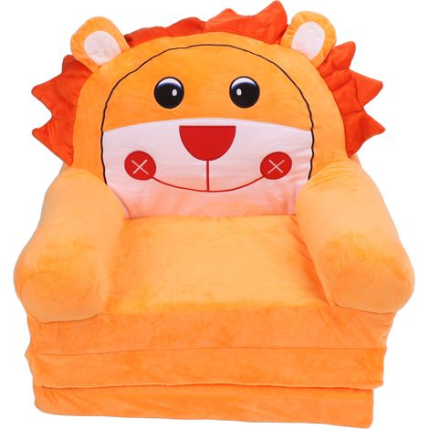 Canapé pliable pour enfants, doux et respirant, à rabat ouvert, Animal de dessin animé, lit pour tout-petit, pour salon, chambre à coucher, Orange, 3 couches (1/5)