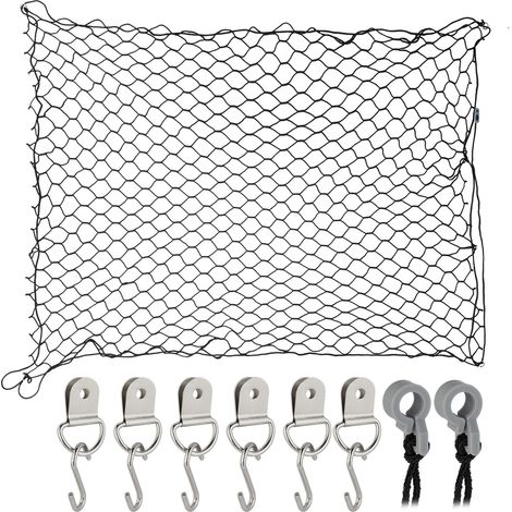 Relaxdays Partition Net for Dogs, 100 x 100 cm, Car Netting with Hooks, Pet Divider Backseat & Trunk, Universal, Black