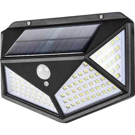 100 LED Solar Außenleuchte: 120° kabellose Wandleuchte mit Bewegungssensor, ausgestattet mit 3 Erkennungsmodi, einfach zu installieren (1/4)