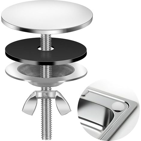 Cache-trou d'évier en acier inoxydable pour la maison, la cuisine et la salle de bain (argenté) (1/5)