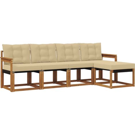 Ensemble de canapés d'extérieur 5 pcs Salon de jardin Naturel et Beige (1/5)