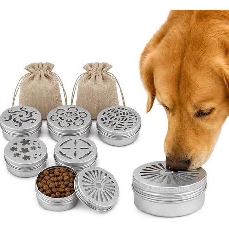 Boîtes Olfactives Pour Chien 6 Pièces 60 ml, Avec 2 Sacs à Cordon 9 x 12 centimètres, Pots en Aluminium Réutilisables Pour Travail d’Odeur (1/5)