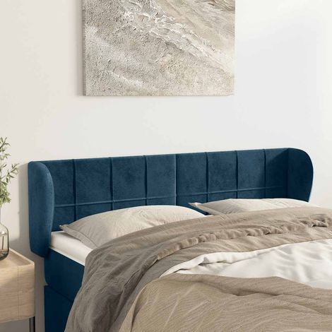 Kopfteil mit Ohren Dunkelblau 147x23x78/88 cm Samt (1/5)