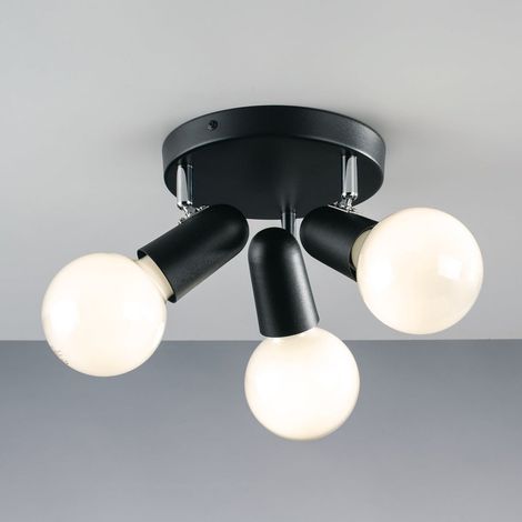 "Spot plafoniera PUNTO in metallo nero con tre punti luce orientabili"