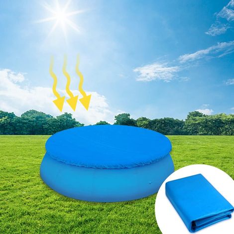 Couverture de piscine pour piscine ronde de 6, 8, 10, 12 ou 15 pieds, couverture pour piscine hors sol ou enterrée avec cordon de serrage, imperméable et anti-poussière, couverture pour spa (6 pieds d (1/5)