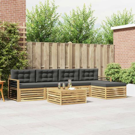 vidaXL Outdoor-Sofagarnitur 7 Stk. Weiß und Anthrazit Polyester (1/4)