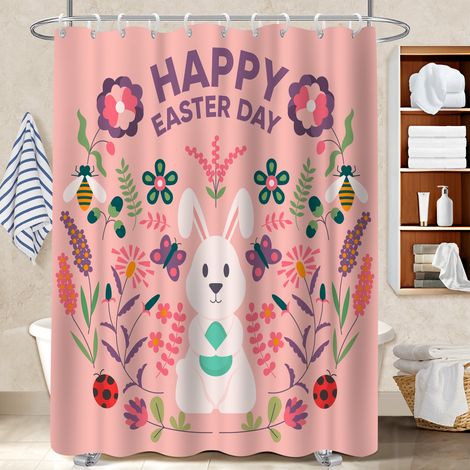 Rideau douche imperméable polyester 180x180 Évasion bâche de douche pour une ambiance tropicale et dépaysante (1/5)