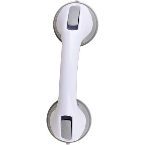 Barre d'appui douche 29 cm avec ventouse, poignée de sécurité antidérapante pour salle de bain, baignoire et WC, plastique robuste gris et blanc, installation sans perçage (1/5)