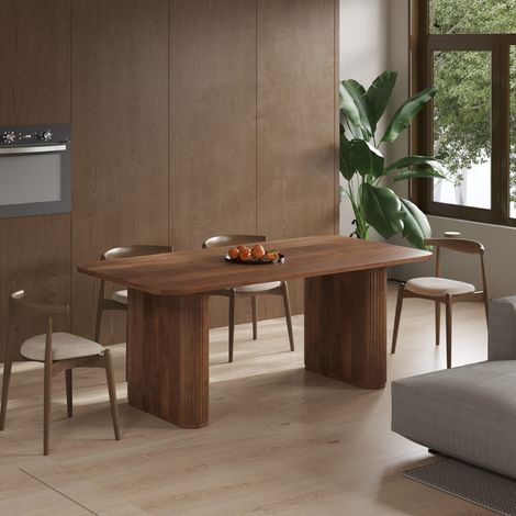 Table à manger ovale en bois de manguier 200cm JEANNE (1/5)
