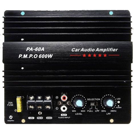 Decdeal Caisson de basses pour voiture 600 W, amplificateur haute puissance, monocanal, 12 V (1/5)