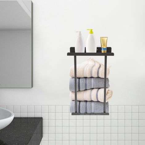 Appendiabiti da parete, portasciugamani da parete, scaffale bagno regolabile, scaffale con ganci (1/5)