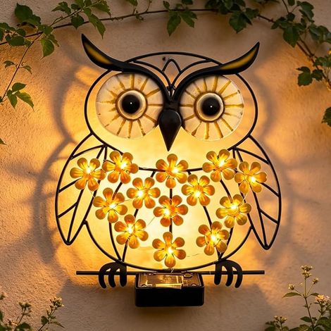 Applique solare - Applique solare da esterno - Illuminazione solare da giardino - Montaggio a parete - Design a gufo - Decorazione murale (1/5)