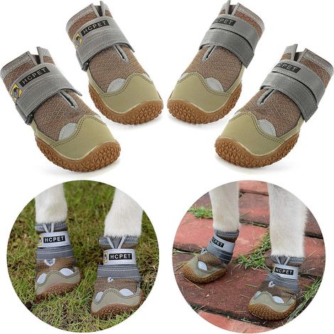 Bottes imperméables pour chiens de taille moyenne et grande - Lot de 2 paires couleur kaki (taille 2) (1/5)