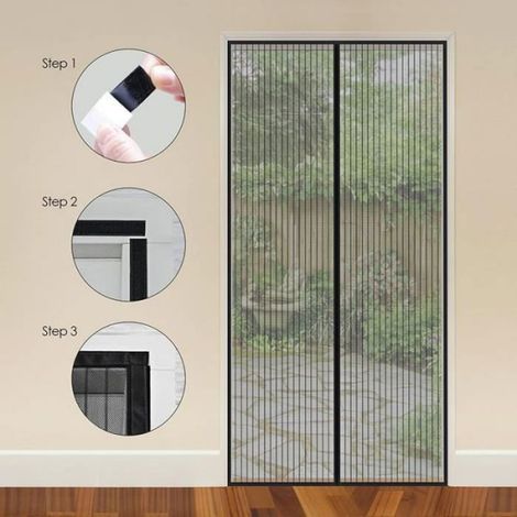 Moustiquaire découpable Rideau de porte fermeture magnétique anti mousitique fermoir aimanté sans perçage L110 x H210cm (1/4)