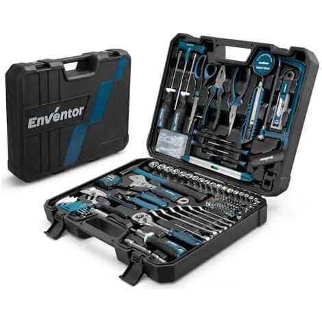 Caisse à Outil complete 280 Pièces - Boite Outils ménagers, Malette outils avec jeu de Tournevis, Marteau, Pinces et Clé Douille Cliquet, pour Bricolage la maison, Voiture, Garage (1/5)