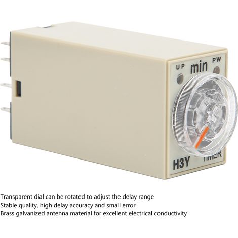 H3Y-2 Minuteur à retardement relais temporisateur 8 broches 0-60 min à cadran 5A multi-usage (24V DC) (1/5)