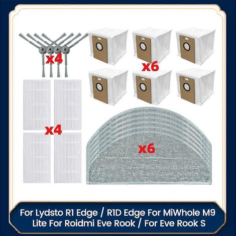 Brosse latérale avec filtre HEPA pour balai Lydsto R1 Edge/R1D Edge/MiWhole M9 Lite/Roidmi Eve Rook/Eve Rook SV (1/5)