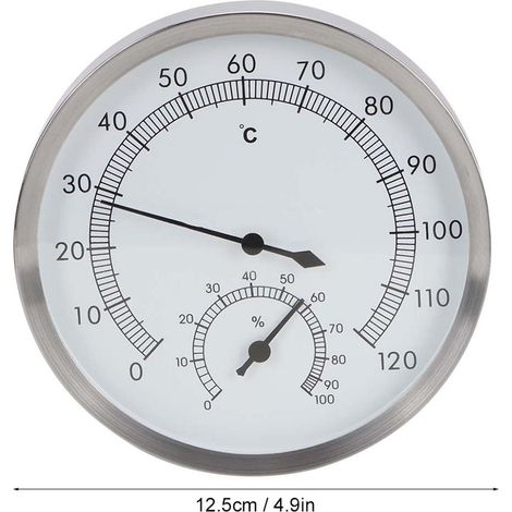 Thermomètre Hygromètre Inox pour Sauna et Hammam - 2 en 1 Intérieur (1/5)