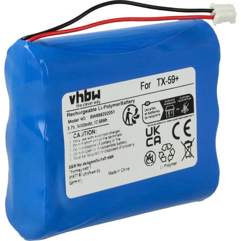 vhbw Batería reemplaza Technaxx 4653, TE4653 para telefonillo, video-telefonillo (3400mAh, 3,7V, Li-Ion)