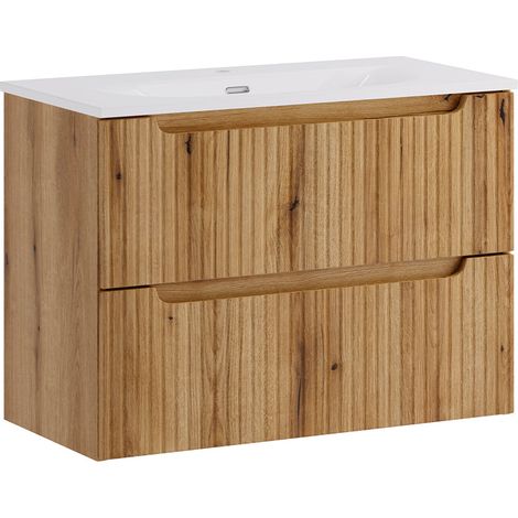 Mobile per lavabo singolo da incasso da 80 cm con 2 cassetti Riva Bois (1/5)