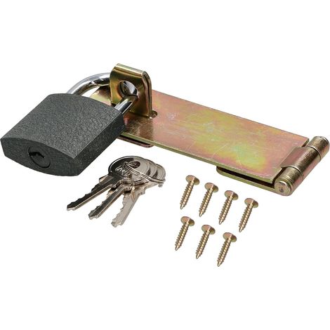 KOTARBAU Loquet de 130 mm avec cadenas jaune galvanisé pour cadenas (1/5)