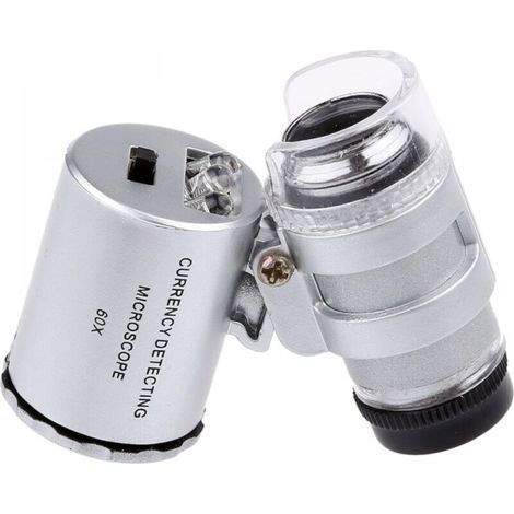 Mini 60x UV LED Lighting Jewelry Magnifier, 60x High Definition LED Money Detector with Lightweight Portable Mini Microscope (1/5)