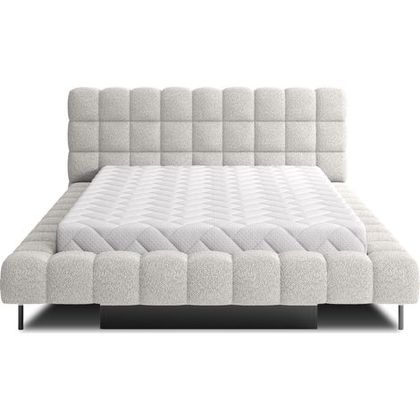 Lit avec coffre de rangement Kopa prestige – Revêtement tissu capitonné-Gris clair-140x200 (1/5)