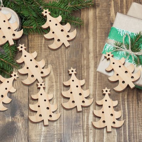 10 Pièces de Supports en Bois pour Ornements - DIY Décorations de Noël à Accrocher pour Sapin et Fêtes (Lot 2) (1/5)