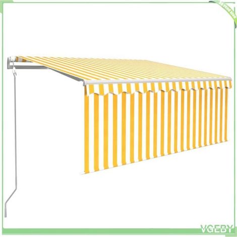Auvent rétractable automatique - FAFEICY - 3069268 - 300x250 cm - Jaune/blanc - Motorisé (télécommande incl.) (1/5)