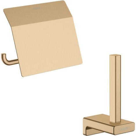 Portarrollos con tapa bronce cepillado Hansgrohe AddStoris + Reserva de portarrollos bronce cepillado