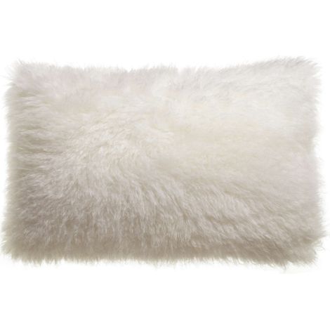 VIVARAISE - Coussin décoratif Betani en fausse fourrure blanche (polyester) - 40 x 65 cm (1/4)