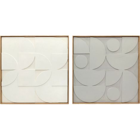 Decoración de pared, diseño de madera 3D, patrones geométricos, blanco, 80 x 3,5 x 80 cm (1/5)