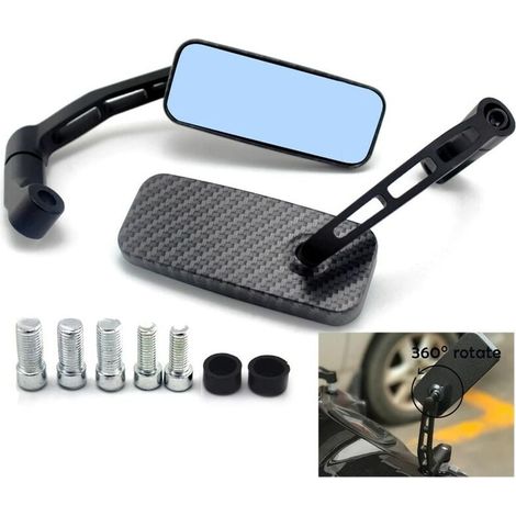 ZVD Rétroviseur de conversion de moto entièrement en aluminium, verre bleu, barre carrée courbée (imprimé serpent) (1/4)