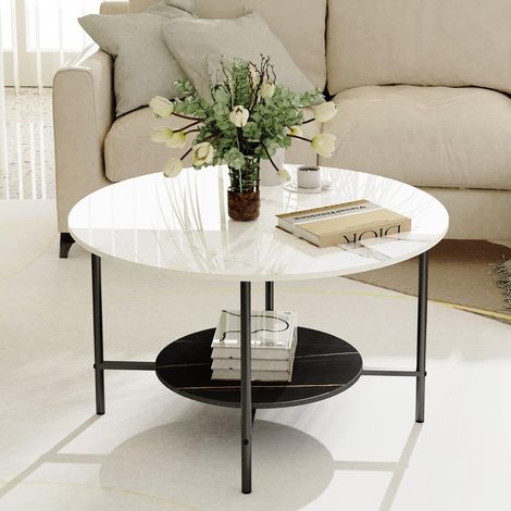 Mesa de Centro Marmol Mesa de Café Auxiliar con Marco de Acero Estilo Nórtico Moderno para Sofa Salon 100x60x43cm (1/5)