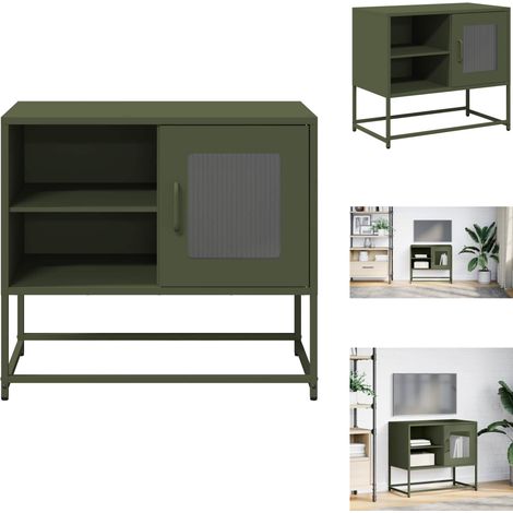 Meuble TV vert olive 68x39x60,5 cm acier - Meuble TV - Meubles TV - Support TV - Banc TV (1/5)