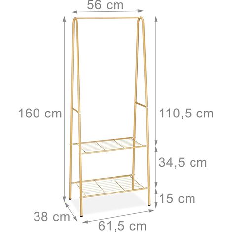 Perchero barra percha almacenamiento zapatos botas 2 compartimentos 60 cm en metal marrón 1300021342