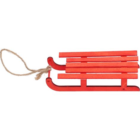Traîneau miniature réaliste, ornement décoratif, modèle de traîneau en bois pour maison de poupée, accessoire photo de bureau, rouge (1/5)