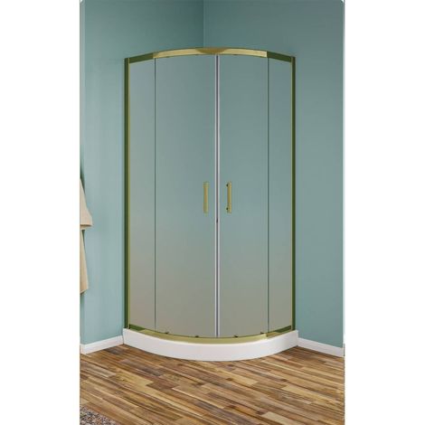 Box doccia semicircolare con profili oro in vetro temperato opaco 6mm H190 - 80x80 cm (1/4)