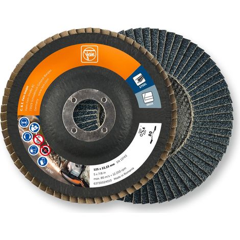 Fein 10x Fächerschleifscheibe Ø 125 Zirkonkorund K80 - 63730024010 (1/4)
