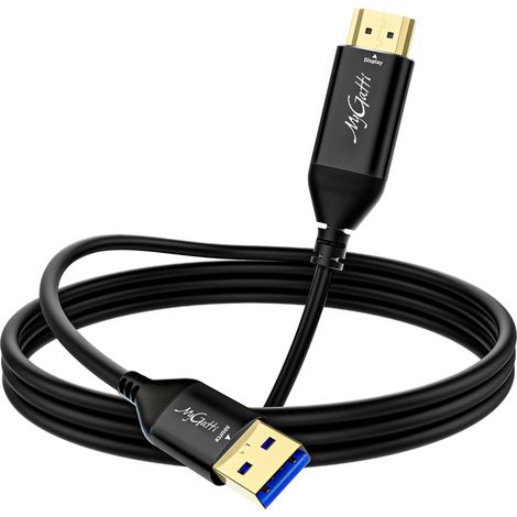 Câble adaptateur USB 3.0 vers HDMI 1 m,unidirectionnel Typ-A mâle vers HDMI mâle,2K/1080P Full HD pour moniteur,PC,TV, compatible avec Windows 11/10/8.1/8/7,macOS,installation du pilote requise (1/5)