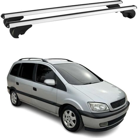 OMAC Barres de toit en aluminium pour Opel Zafira A 1999-2005 – TÜV / DIN 75302:2019 – Antivol inclus – Charge max 75 kg – 2 barres Argent (1/4)