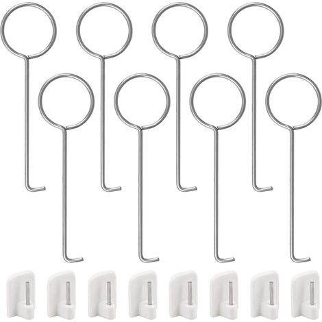 Lot de 8 crochets de levage en acier avec 8 crochets auto-adhésifs pour grille de vidange de cuisine, salle de bain (1/5)