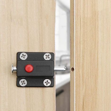 Serrure de ferme-porte, loquet coulissant de sécurité à bouton à ressort automatique pour armoire (1/4)