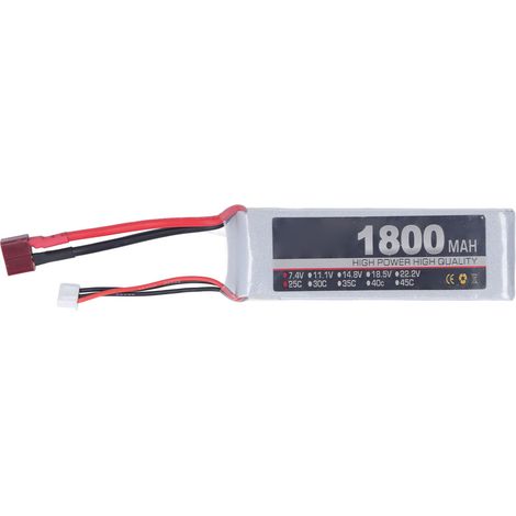 Batterie LiPo RC 7.4V 2S 1800mAh 25C Rechargeable Pack Polymère Lithium pour Voiture Avion Hélicoptère Connecteur T (1/5)