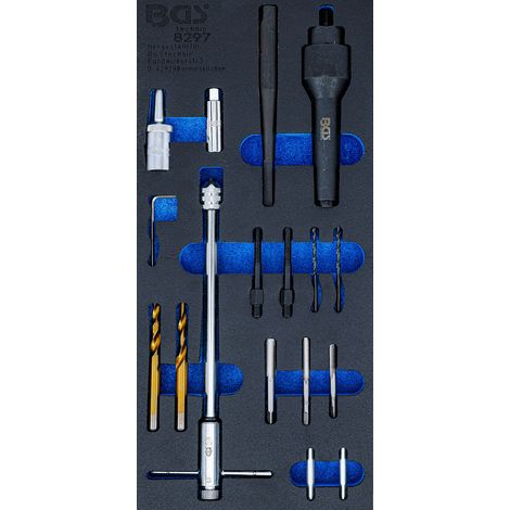 BGS Werkstattwageneinlage 1/3: Glühkerzen-Ausbau- und Gewinde-Reparatur-Satz M8 / M10 17tlg. - 8297