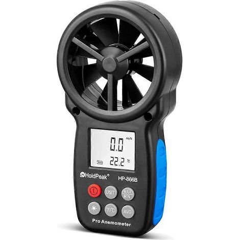 -866B Anémomètre, mesure la vitesse du vent et la température, l'indice de refroidissement éolien, portable, peut mesurer les valeurs actuelles/moyennes/maximales/minimales. (1/5)