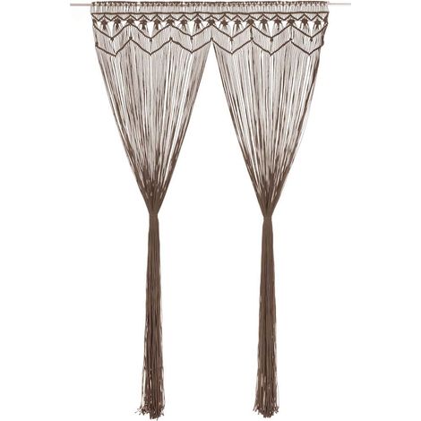 Rideau en macramé Taupe 140x240 cm Coton (1/5)