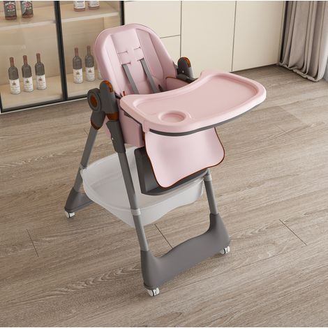 Trona plegable regulable para bebés y niños de 0 a 6 años, rosa (1/5)